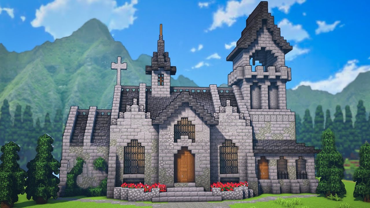 Eine Kirche aus Minecraft-Blöcken